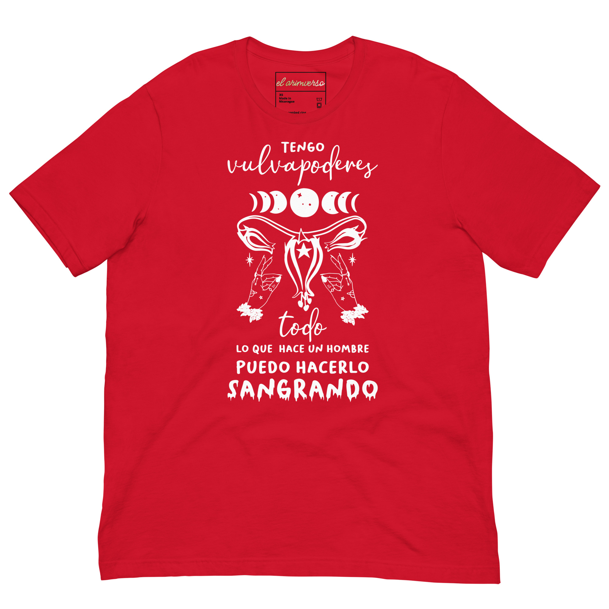Tengo VULVAPODERES: todo lo que hace un hombre puedo hacerlo SANGRANDO. Camiseta para el Día de la Mujer empoderada, rojo sangre, blanco, multicolor - Imagen 21